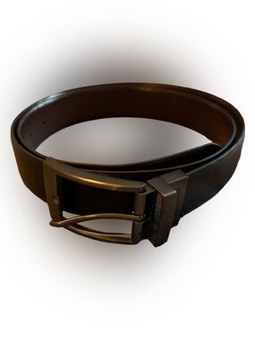 Steve Madden Black or Brown Leather Belt with Dark Metal Buckle